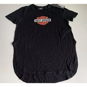 Harley Davidson Patch Logo Black Crew Neck Pullover Top Super Soft Top Women’s S